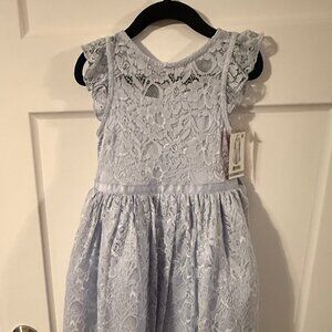 Zunie XS Girl Periwinkle Lace Flutter Sleeve Dress